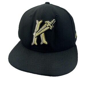 New Era 59FIFTY Charlotte Knights Fitted Hat Cap Size 7 1/2 Black Gold Sword K